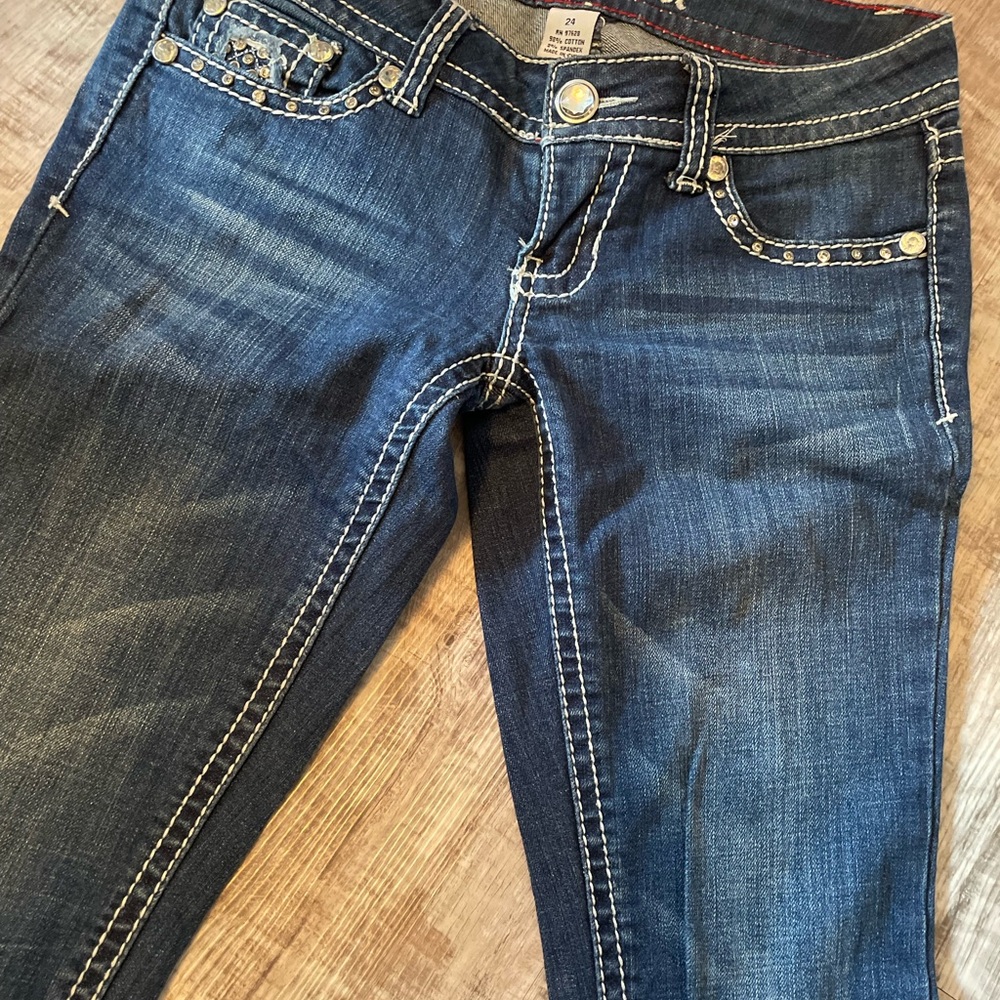 Antique Rivet Dark Blue Boot Cut Jeans